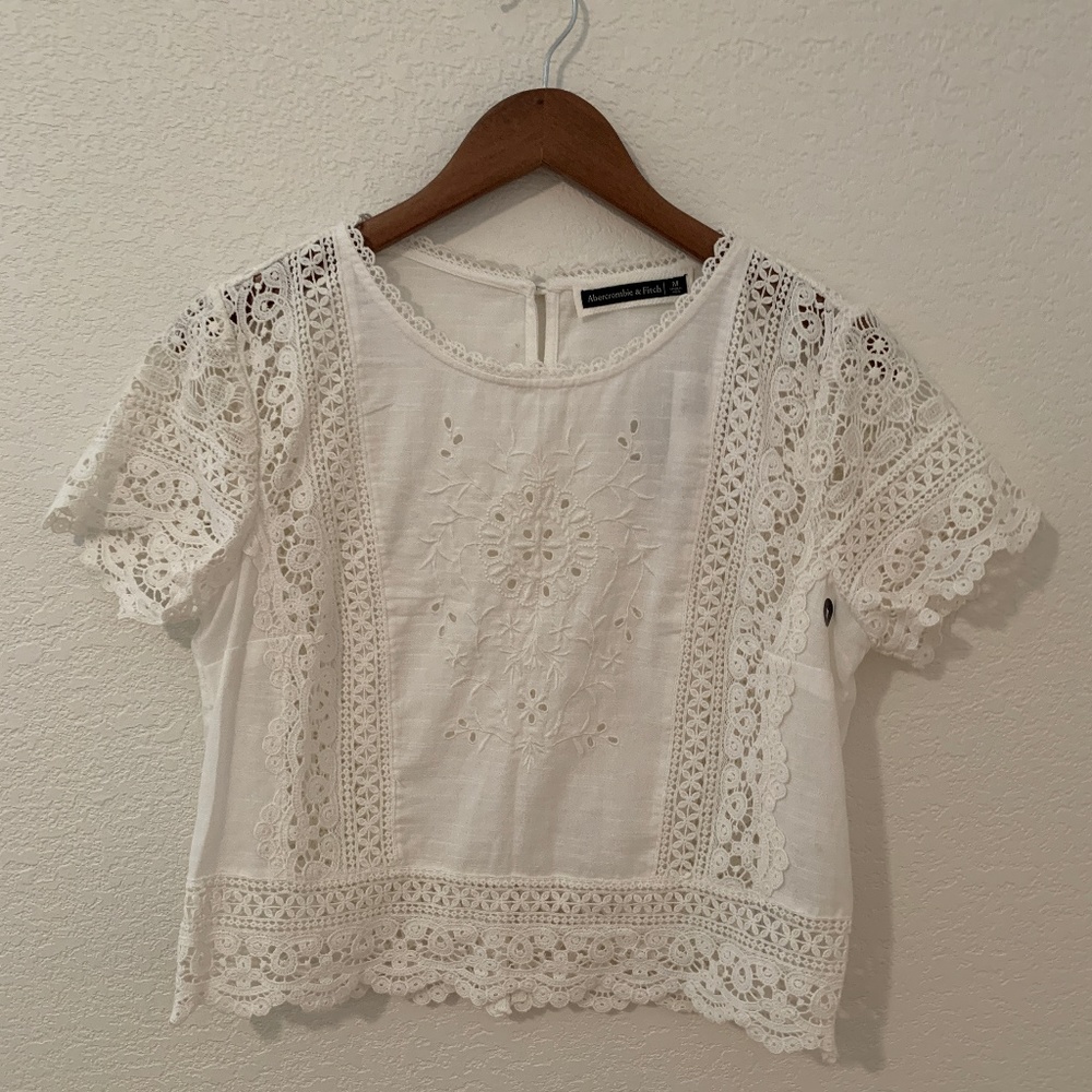 Abercrombie & Fitch - White eyelet and lace top